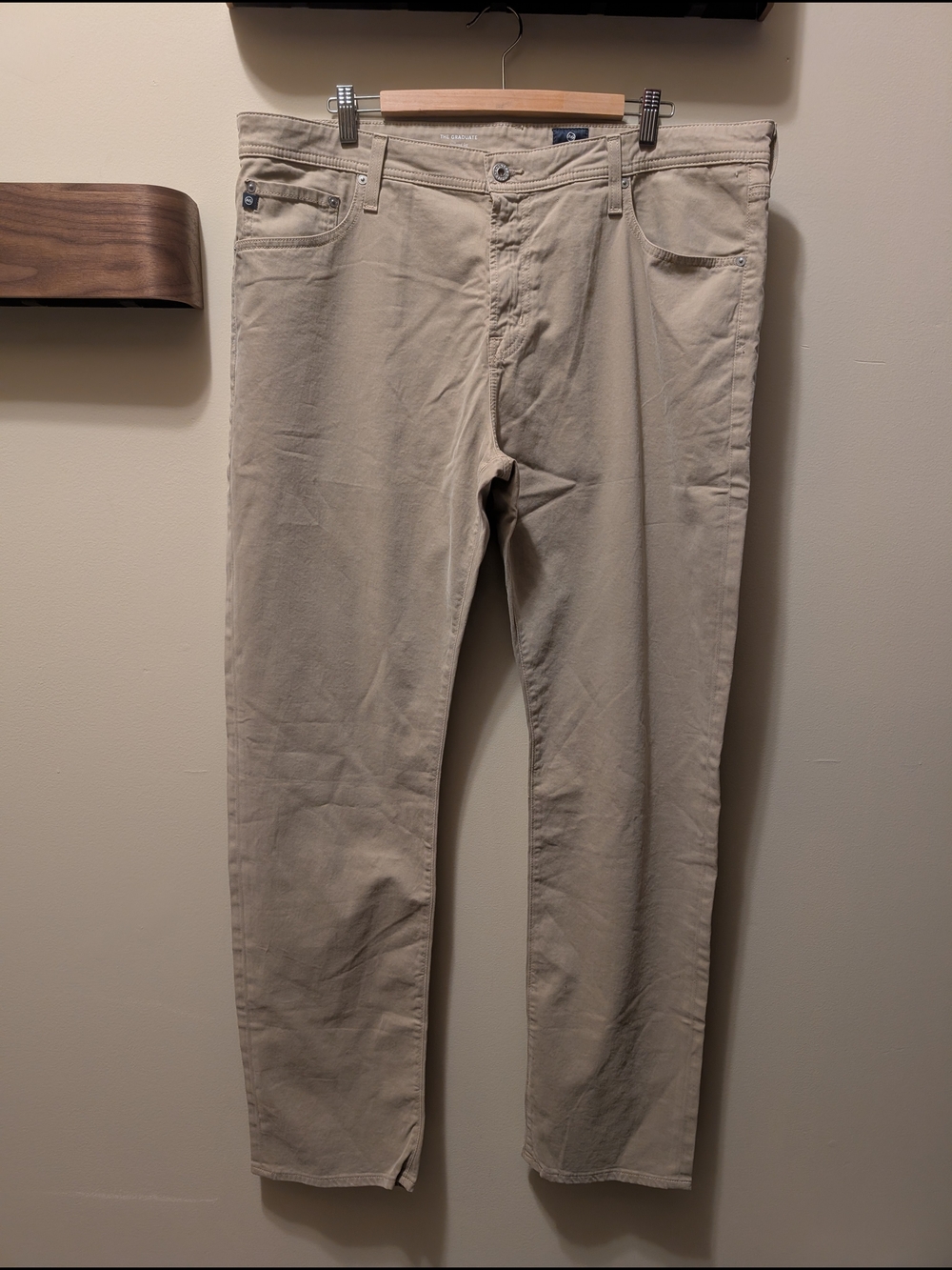 AG Adriano Goldschmied The Graduate Tailored Leg Pants in Light Beige